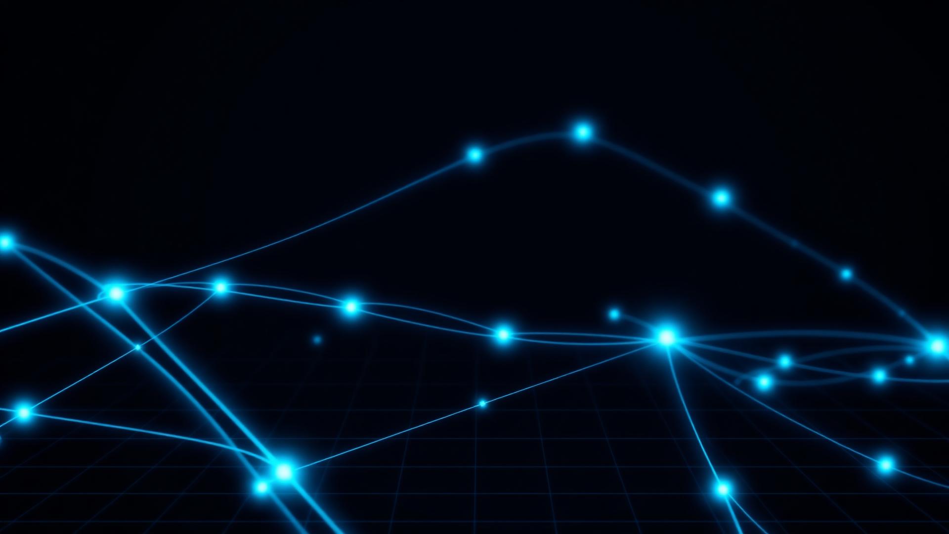Abstract network of glowing blue data nodes